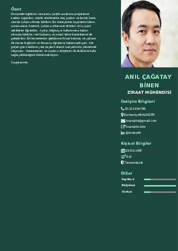 Ziraat Mühendisi Cv Örnekleri cv indir